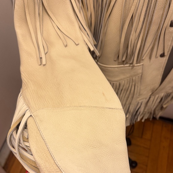 R13 Cream Fringe Leather Jacket - Picture 4 of 8